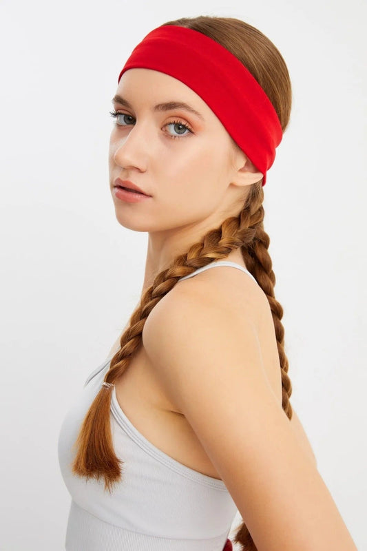 Red wide headband